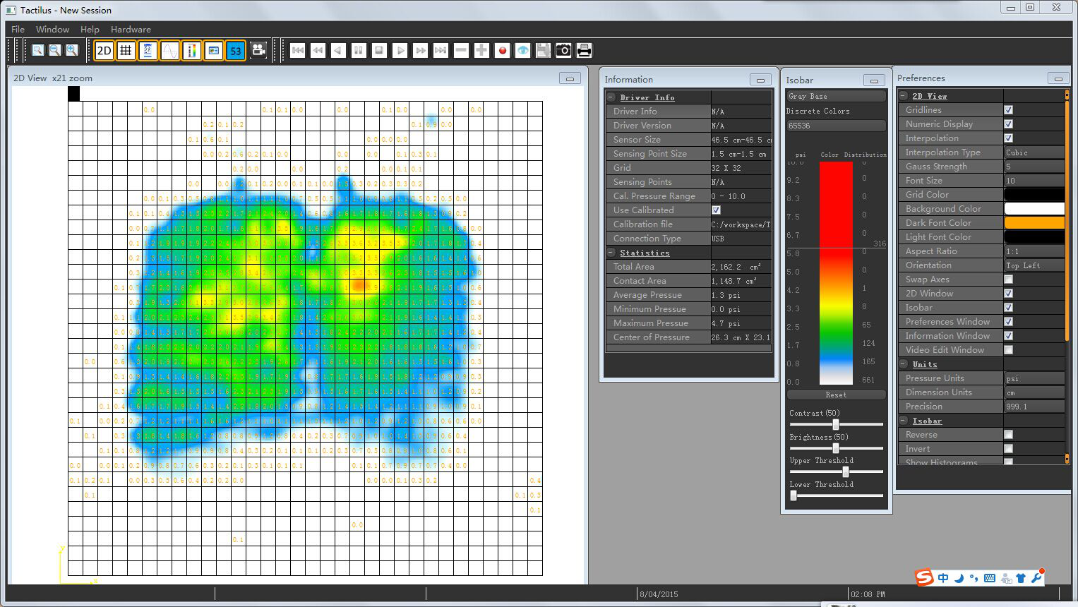 SPI TACTILUS汽车坐垫压力分布测量系统